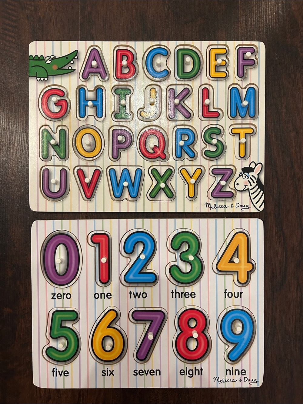 Melissa & Doug Alphabet & Number Lift and See Peg Puzzles